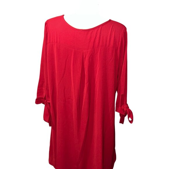 ChicSoul Tie Sleeve Midi Casual Work Dress Sz 3XL Red Womens - Picture 13 of 16